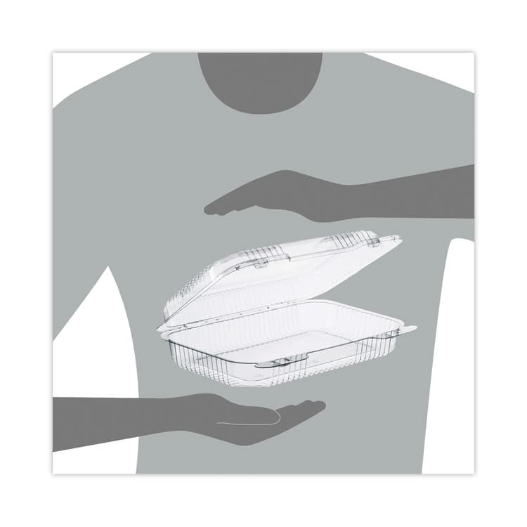 DART StayLock Clear Hinged Lid Containers, 6.8 x 9.4 x 2.1, Clear, Plastic, 125/Pack, 2 Packs/Carton (DCCPET30UT1) thumbnail 3