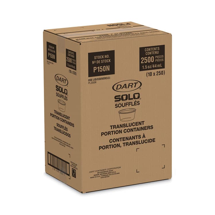 DART Polystyrene Portion Cups, 1.5 oz, Plastic, Translucent, 2,500/Carton (DCCP150N) thumbnail 2