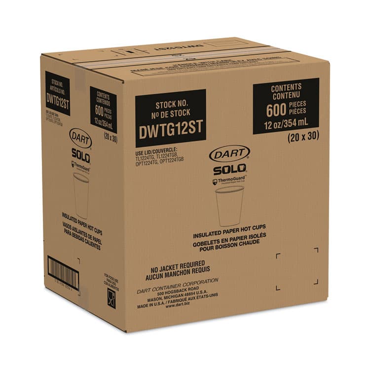 DART Thermoguard Insulated Paper Hot Cups, 12 oz, Steam Print Design, 600/Carton (DCCDWTG12ST) thumbnail 4