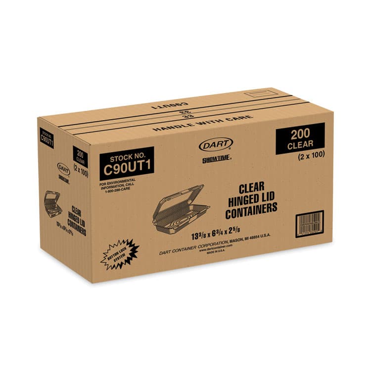 DART StayLock Clear Hinged Lid Containers, 50.2 oz, 6.8 x 13.4 x 2.6, Plastic, 200/Carton (DCCC90UT1) thumbnail 2