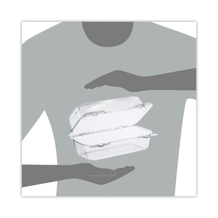 DART StayLock Clear Hinged Lid Containers, 4.5 x 8.5 x 3.6, Clear, Plastic, 250/Carton (DCCC19UT1) thumbnail 4