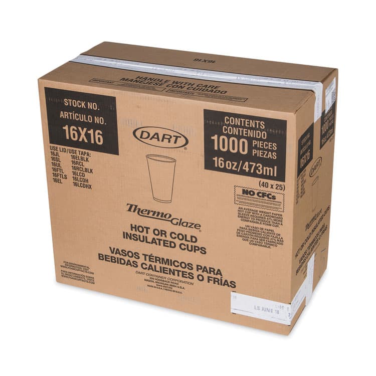 DART Cafe G Foam Hot/Cold Cups, 16 oz, Brown/Green/White, 1,000/Carton (DCC16X16G167318) thumbnail 2