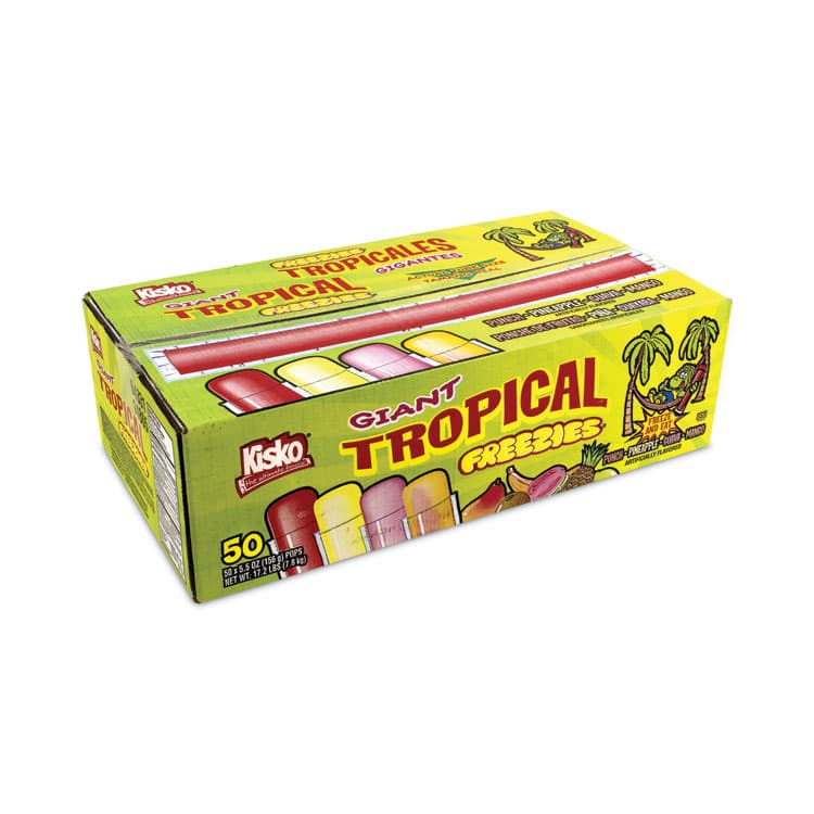 KISKO Giant Tropical Freezies Ice Pops, 5.5 oz Tube, Fruit Punch, Guava, Mango, Pineapple, 50/Carton (GRR20900478) thumbnail 2