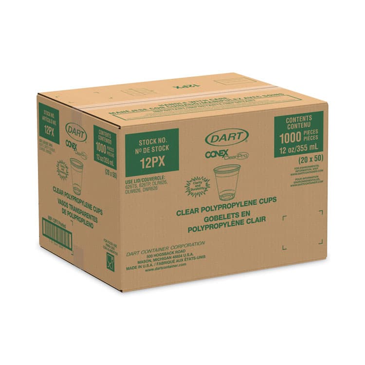 DART Conex ClearPro Plastic Cold Cups, 12 oz, Clear, 50/Sleeve, 20 Sleeves/Carton (SCC12PX) thumbnail 2