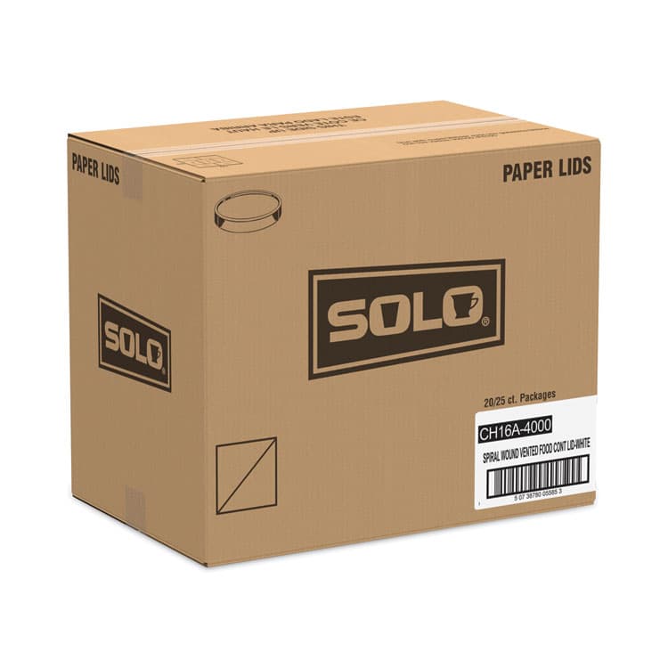 DART Paper Lids for Food Containers, For 16 oz Containers, Vented, 3.9" Diameter x 0.9" h, White, 25/Bag, 20 Bags/Carton (SCCCH16A) thumbnail 2