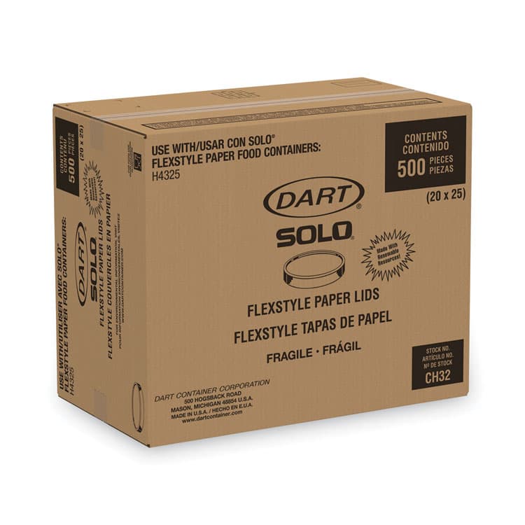 DART Paper Lids for Food Containers, For 32 oz Containers, Vented, 4.6" Diameter x 0.7" h, White, 25/Bag, 20 Bags/Carton (SCCCH32A) thumbnail 2