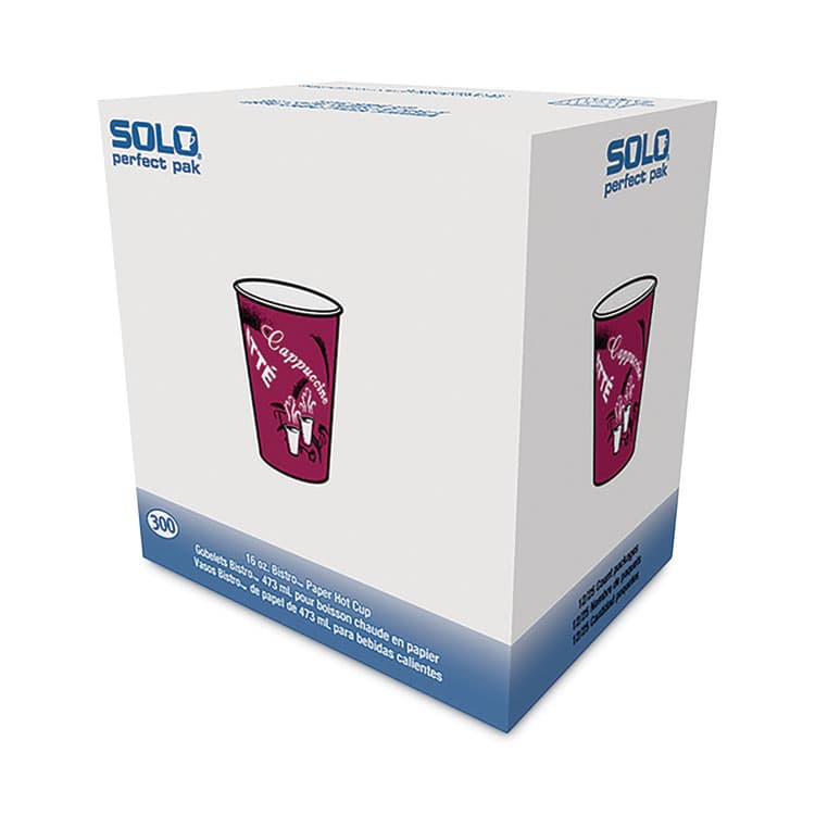 DART Paper Hot Drink Cups in Bistro Design, 16 oz, Maroon, 300/Carton (SCCOF16BI0041) thumbnail 2