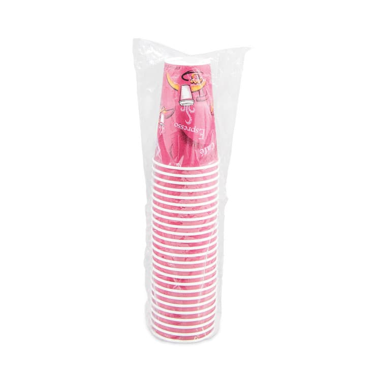 DART Paper Hot Drink Cups in Bistro Design, 16 oz, Maroon, 300/Carton (SCCOF16BI0041) thumbnail 3