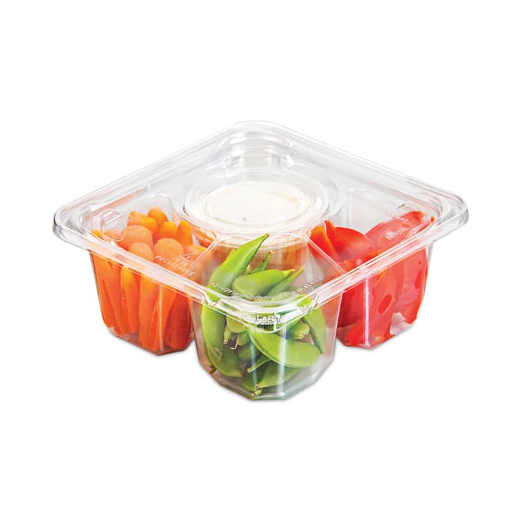 DART TamperGuard Snack Boxes, 3 Compartments, 6.3 x 6.3 x 2.6, Clear, Plastic, 300/Carton (DCCSBTG3W) thumbnail 3