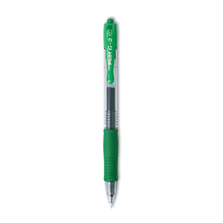 PILOT CORP. OF AMERICA G2 Premium Gel Pen, Retractable, Fine 0.7 mm, Green Ink, Smoke/Green Barrel, Dozen (PIL31025)