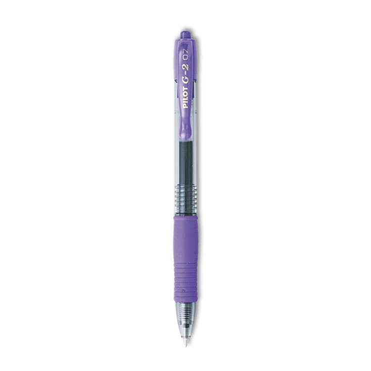 PILOT CORP. OF AMERICA G2 Premium Gel Pen, Retractable, Fine 0.7 mm, Purple Ink, Smoke/Purple Barrel, Dozen (PIL31029)