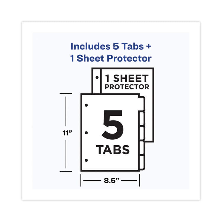 AVERY PRODUCTS CORPORATION Clear Easy View Plastic Dividers with Multicolored Tabs and Sheet Protector, 5-Tab, 11 x 8.5, Clear, 1 Set (AVE16740) thumbnail 3