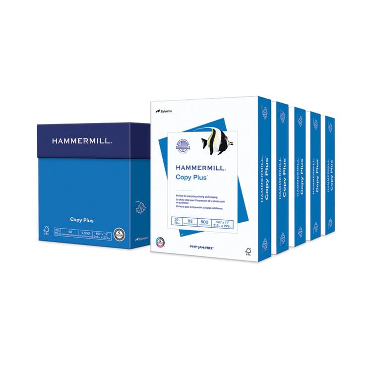 HAMMERMILL/HP EVERYDAY PAPERS Copy Plus Print Paper, 92 Bright, 20 lb Bond Weight, 8.5 x 11, White, 500 Sheets/Ream, 5 Reams/Carton (HAM105650)