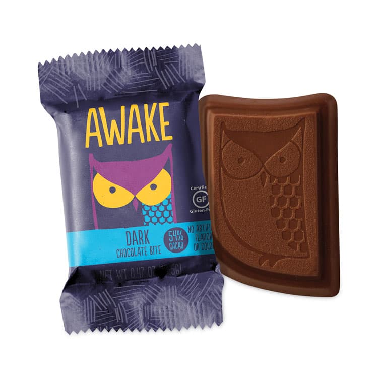 AWAKE Caffeinated Dark Chocolate Bites, 0.47 oz Bars, 50 Bars/Carton (GRR30700314)