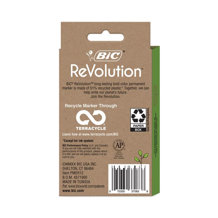 BIC CORP. ReVolution Permanent Markers, Fine Bullet Tip, Assorted Colors, Dozen (BICPMER12AST) thumbnail 3