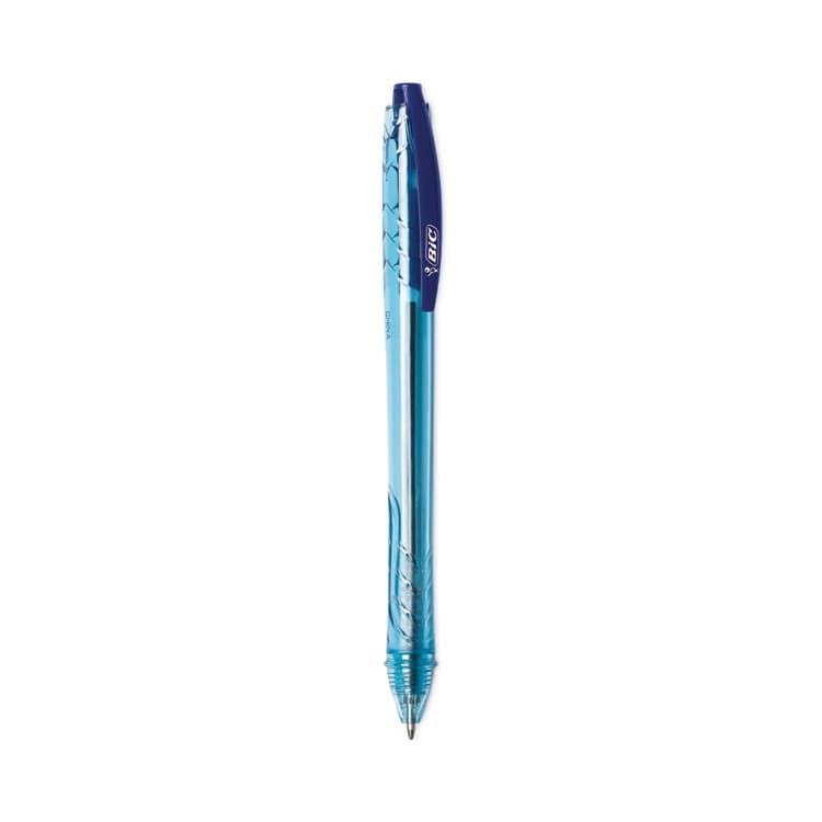 BIC CORP. ReVolution Ocean Bound Ballpoint Pen, Retractable, Medium 1 mm, Blue Ink, Translucent Blue Barrel, Dozen (BICBPRR11BE) thumbnail 3