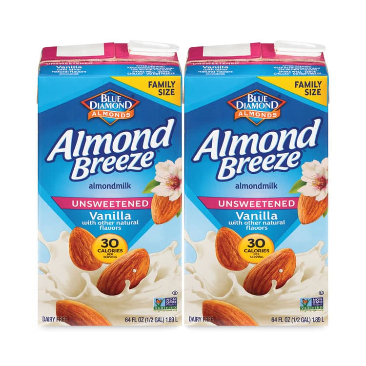 BLUE DIAMOND GROWERS Almond Breeze Almond Milk, Unsweetened Vanilla, 64 oz Carton, 2/Pack (GRR30700081) thumbnail 2