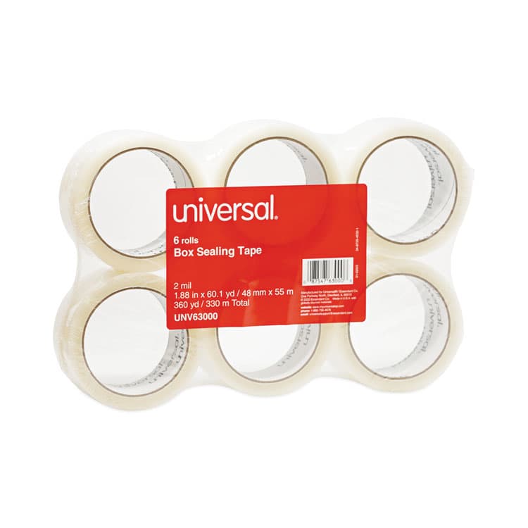 UNIVERSAL OFFICE PRODUCTS General-Purpose Box Sealing Tape, 3" Core, 1.88" x 60 yds, Clear, 6/Pack (UNV63000) thumbnail 2