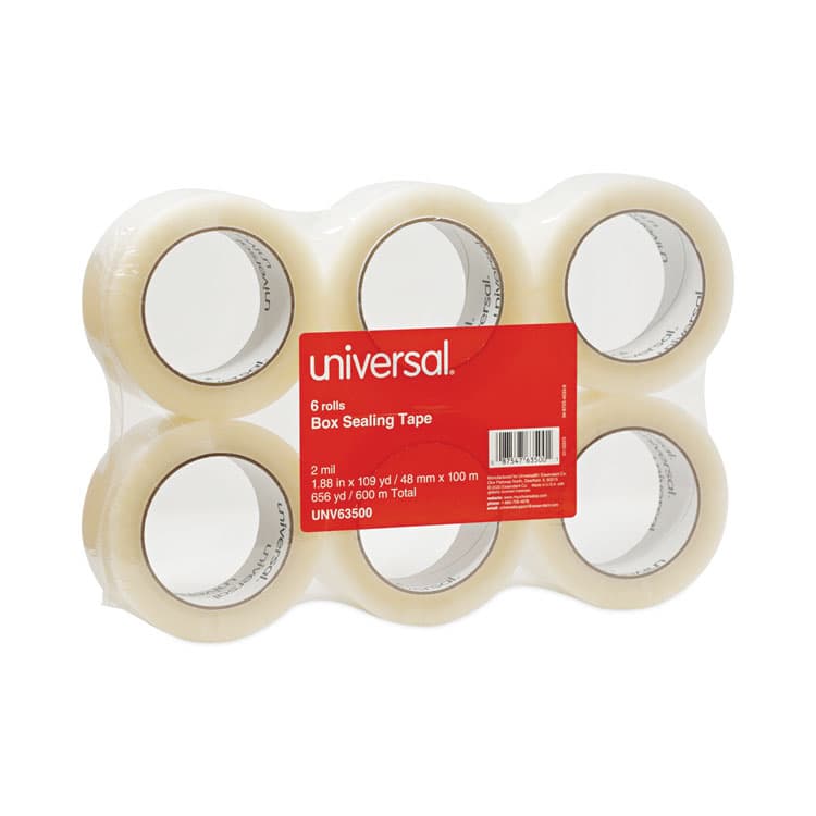 UNIVERSAL OFFICE PRODUCTS General-Purpose Box Sealing Tape, 3" Core, 1.88" x 110 yds, Clear, 6/Pack (UNV63500) thumbnail 2