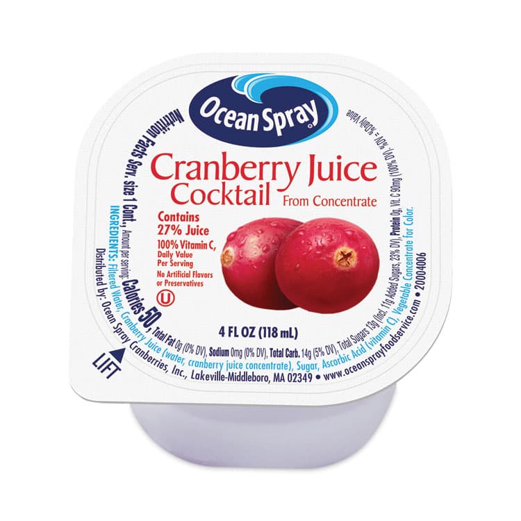 OCEAN SPRAY Cranberry Juice Drink, Cranberry, 4 oz Cup, 48/Carton (GRR30700003)