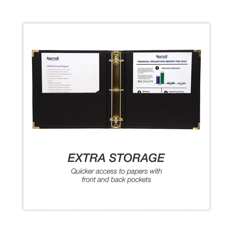 SAMSILL CORPORATION Classic Collection Ring Binder, 3 Rings, 2" Capacity, 11 x 8.5, Black (SAM15160) thumbnail 3