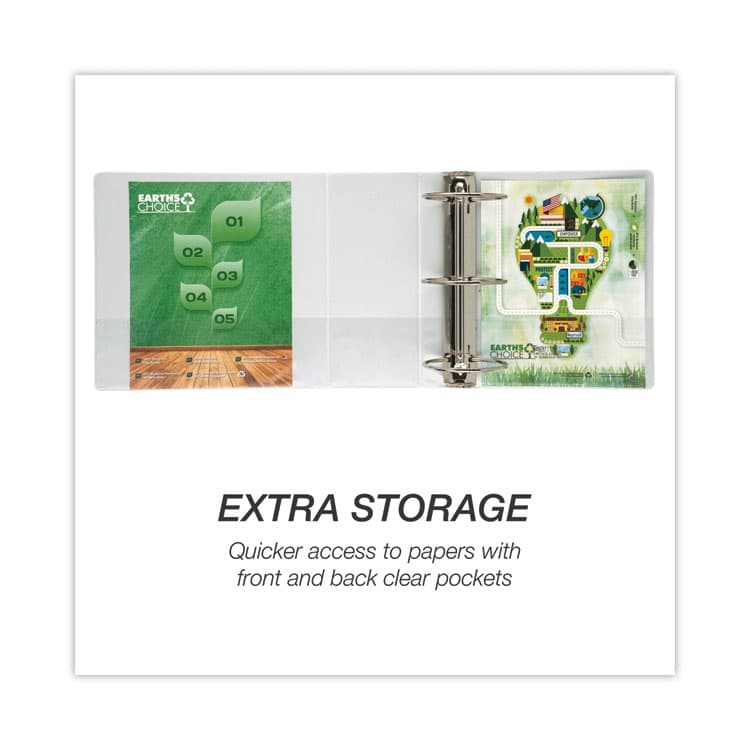 SAMSILL CORPORATION Earth's Choice Plant-Based Round Ring View Binder, 3 Rings, 5" Capacity, 11 x 8.5, White (SAM18907) thumbnail 4