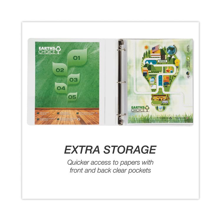 SAMSILL CORPORATION Earth's Choice Plant-Based Round Ring View Binder, 3 Rings, 1" Capacity, 11 x 8.5, White (SAM18937) thumbnail 3