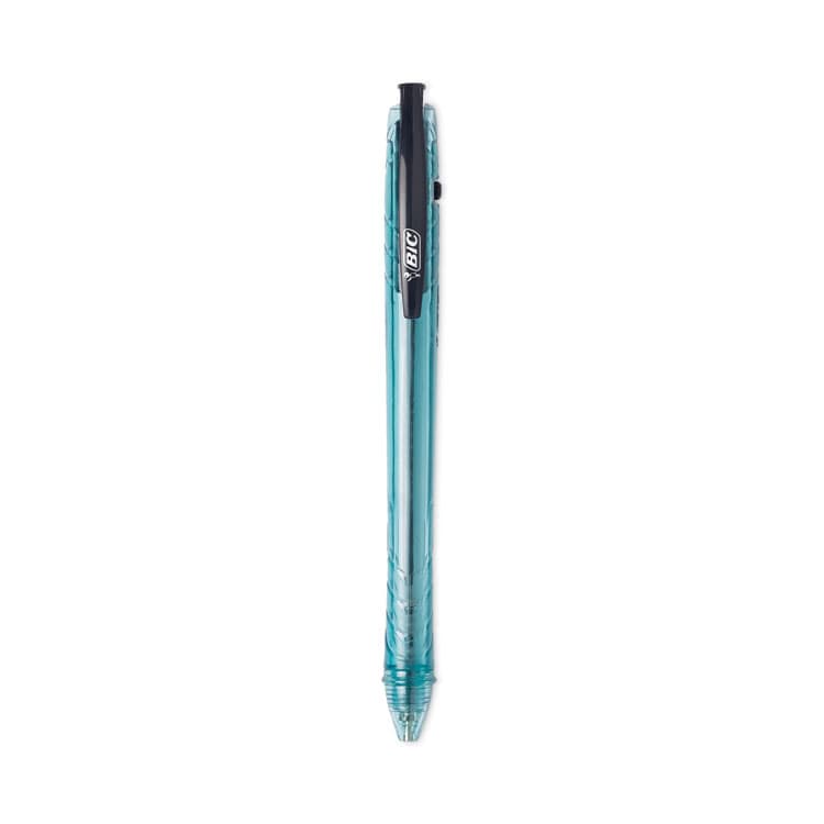 BIC CORP. ReVolution Ocean Bound Ballpoint Pen, Retractable, Medium 1 mm, Black Ink, Translucent Blue Barrel, Dozen (BICBPRR11BK)