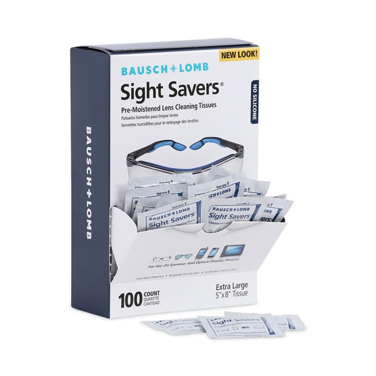 BAUSCH & LOMB, . Sight Savers Premoistened Lens Cleaning Tissues, 8 x 5, 100/Box, 10 Box/Carton (BAL8574GMCT) thumbnail 2