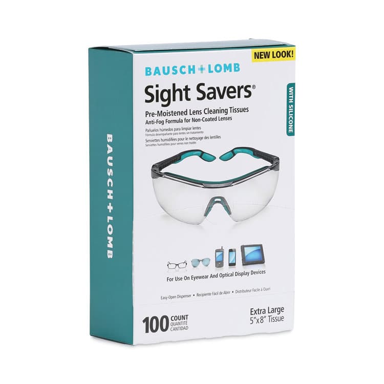 BAUSCH & LOMB, . Sight Savers Pre-Moistened Anti-Fog Tissues with Silicone, 8 x 5, 100/Box (BAL8576) thumbnail 2