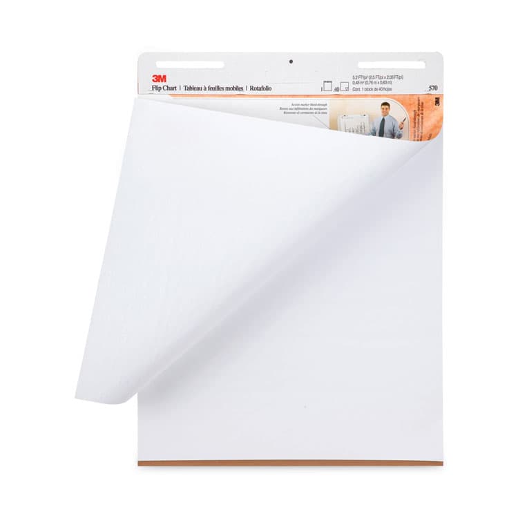 3M/COMMERCIAL TAPE DIV. Professional Flip Chart, Unruled, (40) White 25 x 30 Sheets, 2/Carton (MMM570) thumbnail 3