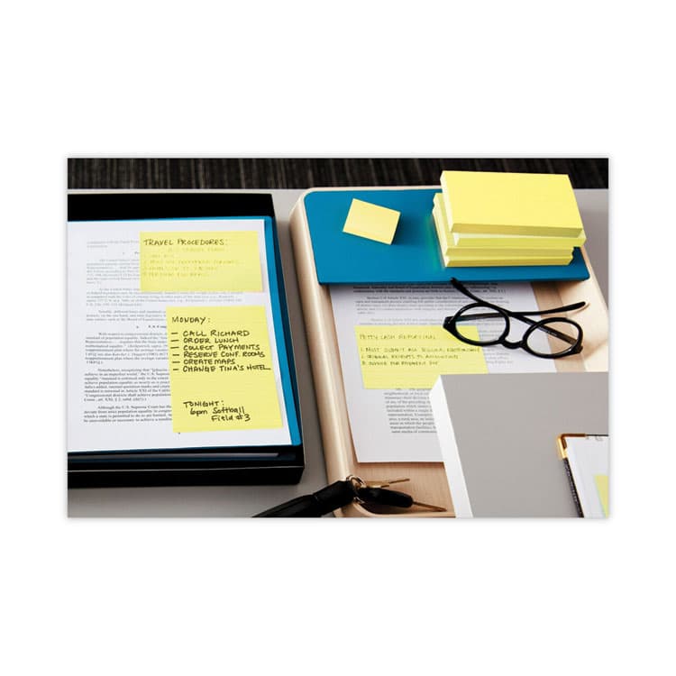 3M/COMMERCIAL TAPE DIV. Original Recycled Note Pads, 3" x 5", Canary Yellow, 100 Sheets/Pad, 12 Pads/Pack (MMM655RPYW) thumbnail 2