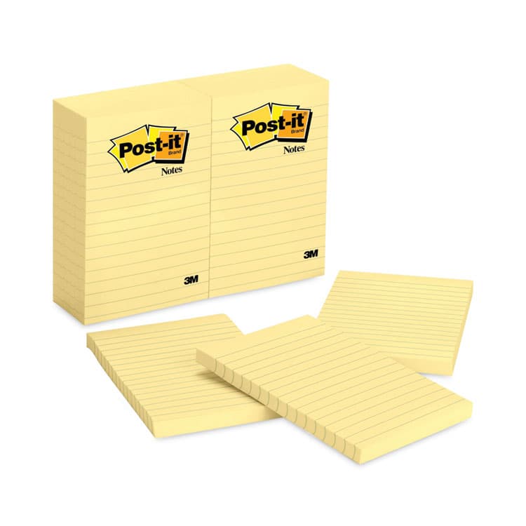 3M/COMMERCIAL TAPE DIV. Original Pads in Canary Yellow, Note Ruled, 4" x 6", 100 Sheets/Pad, 12 Pads/Pack (MMM660YW)