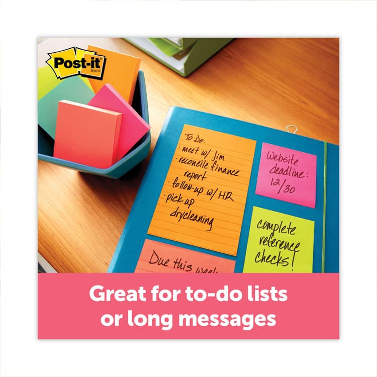 3M/COMMERCIAL TAPE DIV. Original Pads in Poptimistic Collection Colors, Note Ruled, 4" x 6", 100 Sheets/Pad, 3 Pads/Pack (MMM6603AN) thumbnail 3