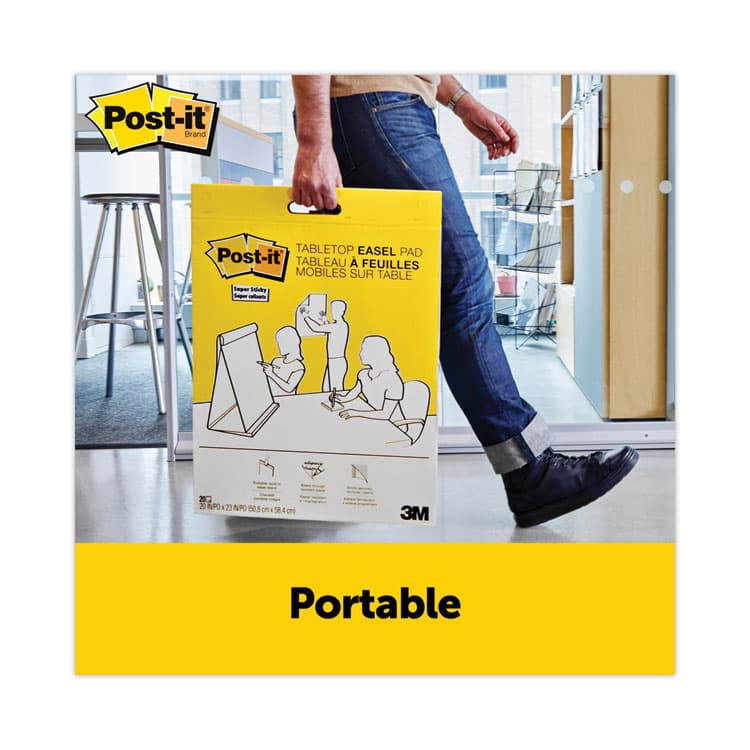 3M/COMMERCIAL TAPE DIV. Pad Plus Self-Stick Tabletop Easel Pad with Dry Erase Board, Unruled, (20) White 20 x 23 Sheets (MMM563DE) thumbnail 4