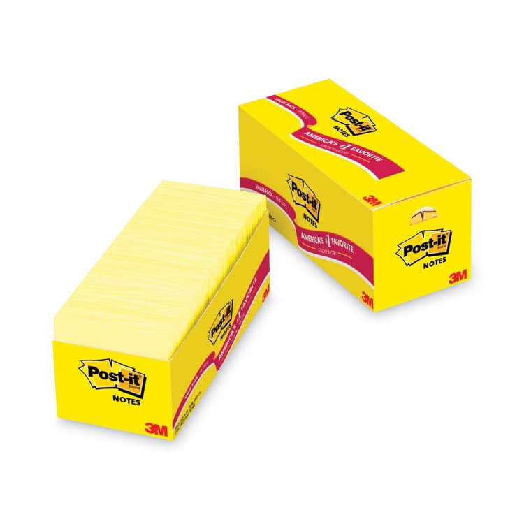 3M/COMMERCIAL TAPE DIV. Original Pads in Canary Yellow, 3" x 3", Cabinet Pack, 90 Sheets/Pad, 18 Pads/Pack (MMM65418CP)