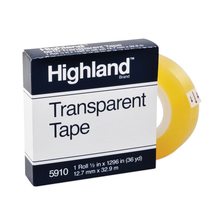 3M/COMMERCIAL TAPE DIV. Transparent Tape, 1" Core, 0.5" x 36 yds, Clear (MMM5910121296) thumbnail 2