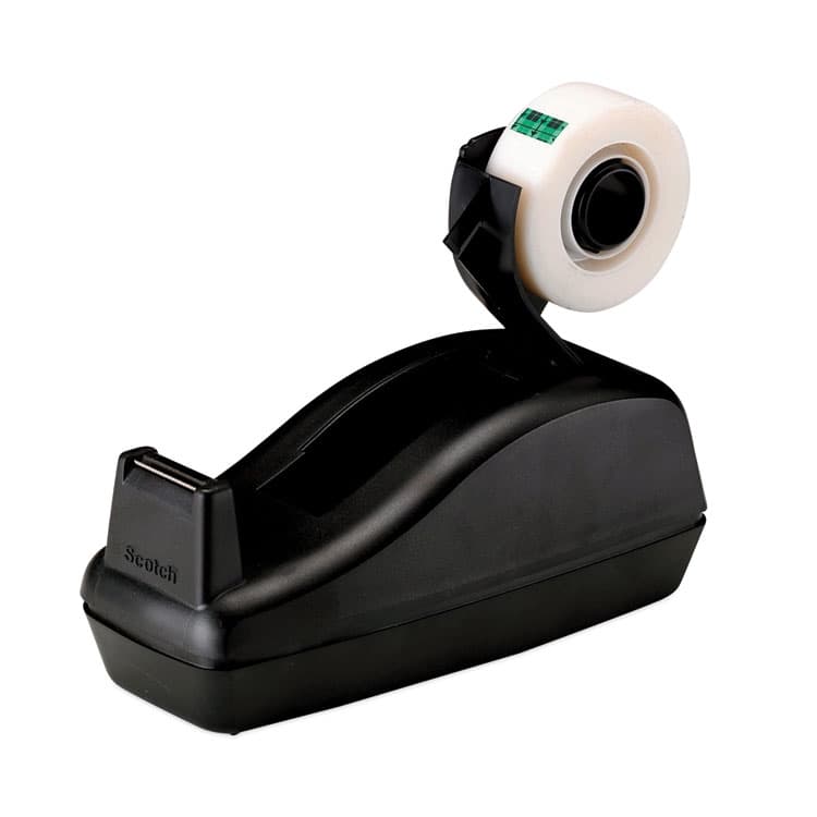 3M/COMMERCIAL TAPE DIV. Deluxe Desktop Tape Dispenser, Heavily Weighted, Attached 1" Core, Black (MMMC40BK) thumbnail 2