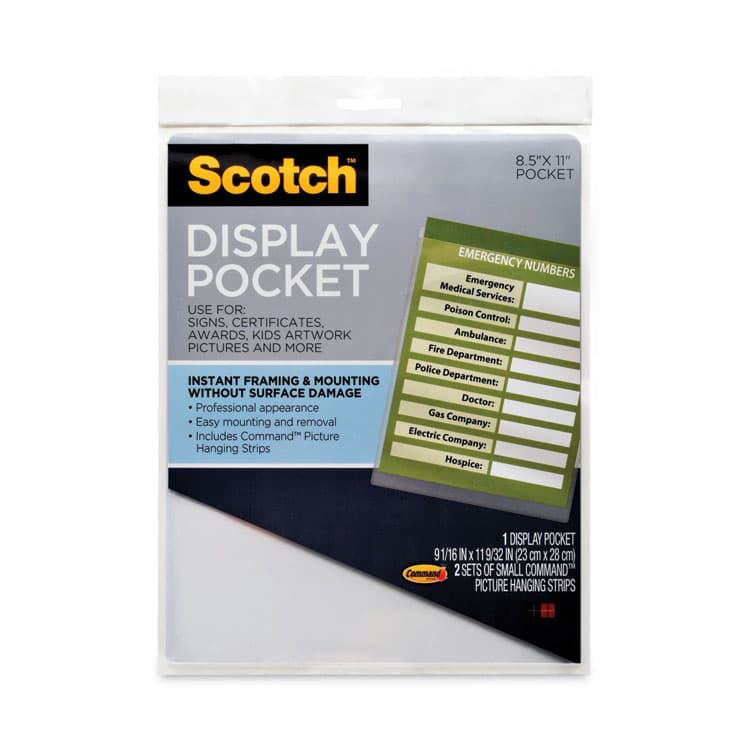 3M/COMMERCIAL TAPE DIV. Display Pocket, Removable Interlocking Fasteners, Plastic, 8.5 x 11, Clear (MMMWL854C)