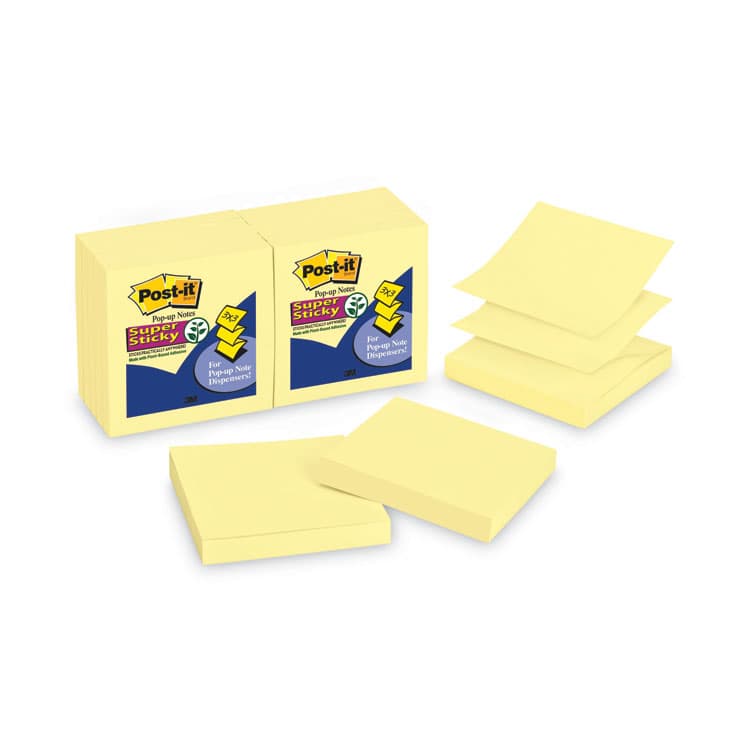 3M/COMMERCIAL TAPE DIV. Pop-up 3 x 3 Note Refill, 3" x 3", Canary Yellow, 90 Sheets/Pad, 12 Pads/Pack (MMMR33012SSCY)