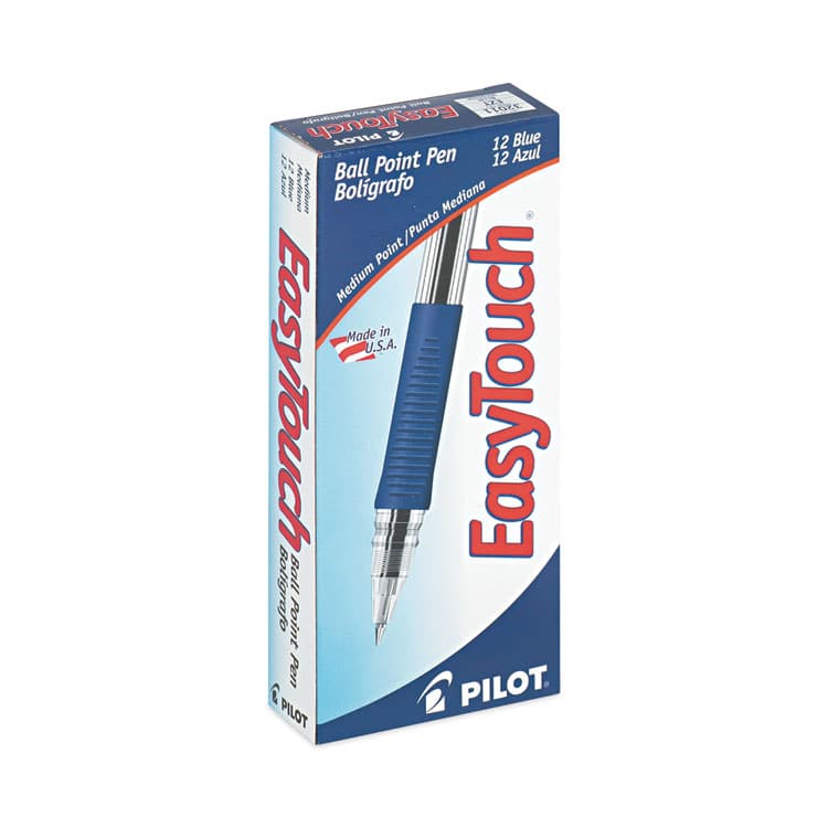 PILOT CORP. OF AMERICA EasyTouch Ballpoint Pen, Stick, Medium 1 mm, Blue Ink, Clear/Blue Barrel, Dozen (PIL32011) thumbnail 2