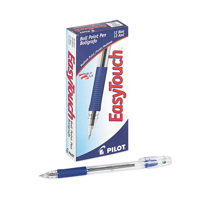 PILOT CORP. OF AMERICA EasyTouch Ballpoint Pen, Stick, Medium 1 mm, Blue Ink, Clear/Blue Barrel, Dozen (PIL32011) thumbnail 3
