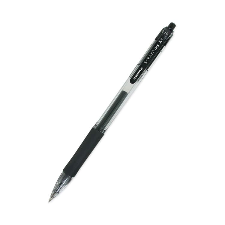ZEBRA PEN CORP. Sarasa Dry Gel X20 Gel Pen, Retractable, Bold 1 mm, Black Ink, Clear/Black Barrel, 12/Pack (ZEB46610) thumbnail 3