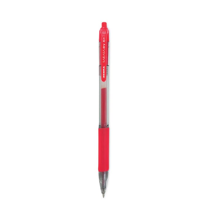 ZEBRA PEN CORP. Sarasa Dry Gel X20 Gel Pen, Retractable, Fine 0.5 mm, Red Ink, Clear/Red Barrel, 12/Pack (ZEB46730)