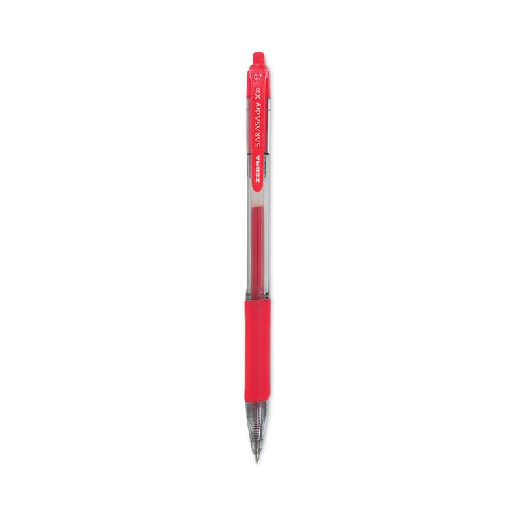 ZEBRA PEN CORP. Sarasa Dry Gel X20 Gel Pen, Retractable, Medium 0.7 mm, Red Ink, Clear/Red Barrel, 12/Pack (ZEB46830) thumbnail 2