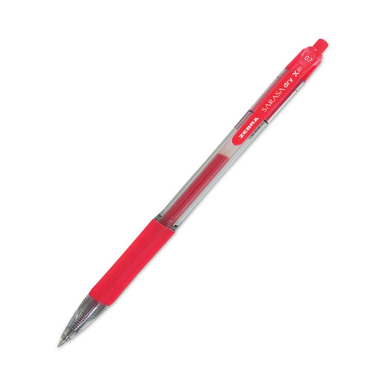 ZEBRA PEN CORP. Sarasa Dry Gel X20 Gel Pen, Retractable, Medium 0.7 mm, Red Ink, Clear/Red Barrel, 12/Pack (ZEB46830) thumbnail 3