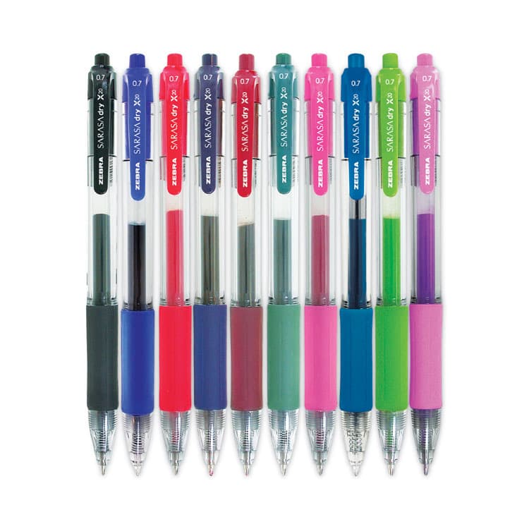 ZEBRA PEN CORP. Sarasa Dry Gel X20 Gel Pen, Retractable, Medium 0.7 mm, Assorted Ink and Barrel Colors, 10/Pack (ZEB46881) thumbnail 2