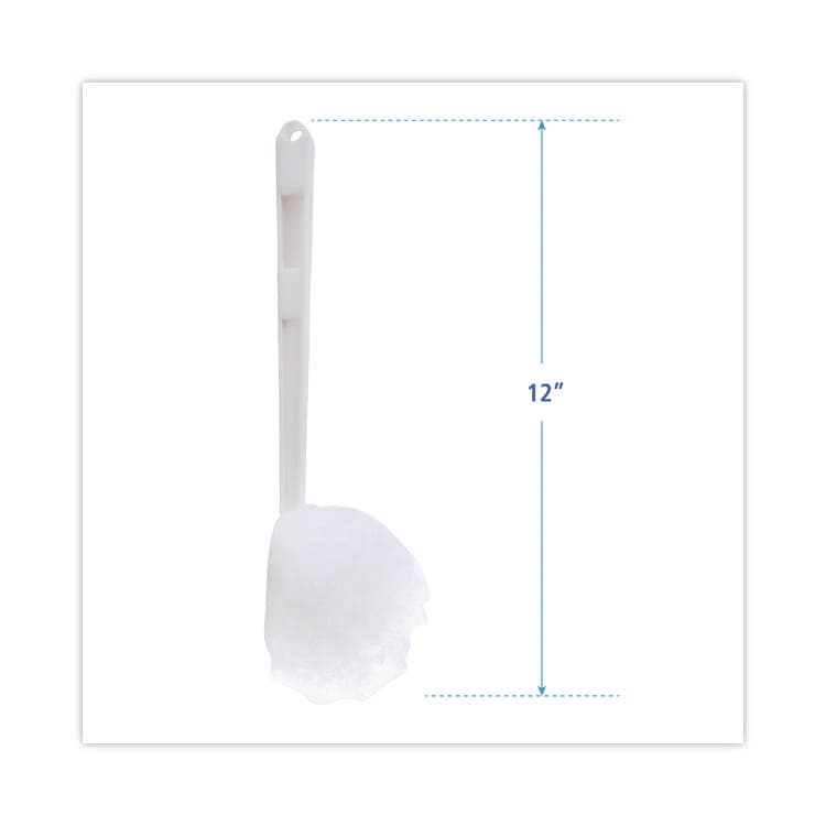 BOARDWALK Deluxe Toilet Bowl Mop, 12" Handle, 2" Mop Head, White, 25/Carton (BWK00160) thumbnail 3