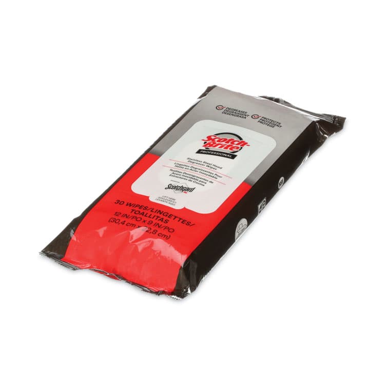 3M/COMMERCIAL TAPE DIV. Stainless Steel Hood Degreaser Wipes, 1-Ply, 9 x 12, Unscented, White, 30 Wipes/Pack, 6 Packs/Carton (MMMSSWIPES) thumbnail 3