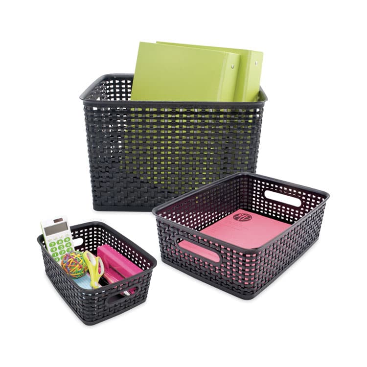ADVANTUS CORPORATION Weave Bins, 13.63 x 10.75 x 9, Black, 3/Pack (AVT40329) thumbnail 4